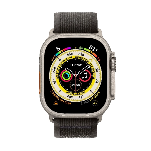 Apple Watch Ultra GPS + Cellular, 49 мм, корпус из титана, ремешок Trail черного/серого цвета, размер S/M